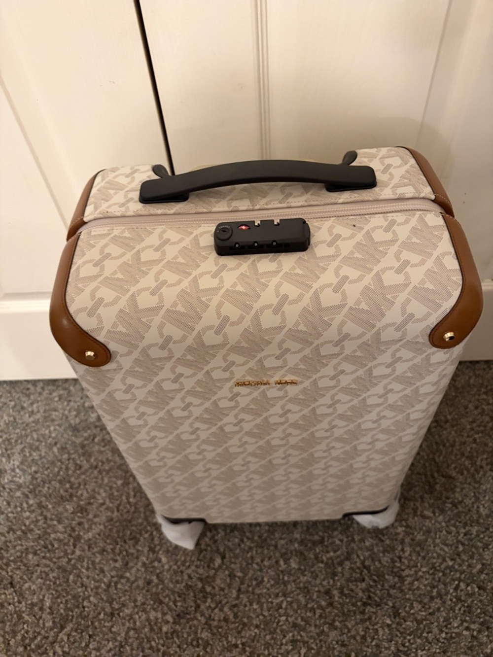 Michael Kors Cream and Tan Monogram Carry-On Spinner - Picture 4 of 4